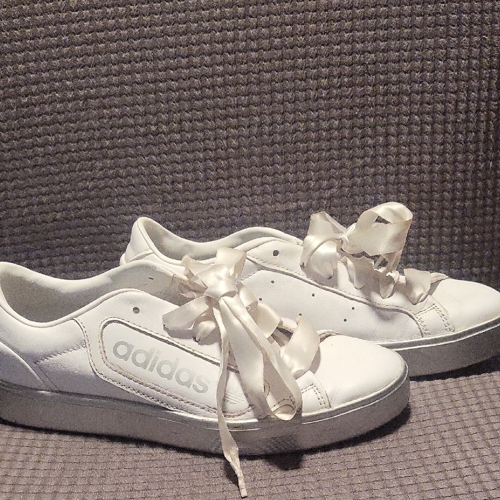 Adidas Women's White Ribbon Sneakers